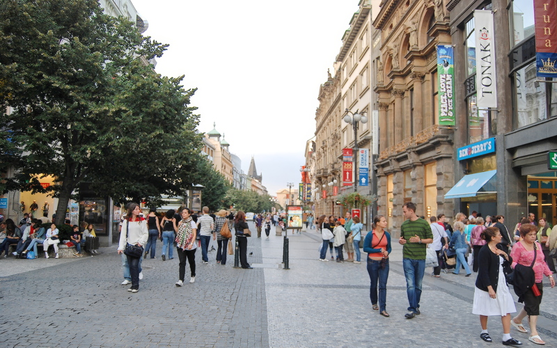 28 - The busy pedestrian area of Na příkopě street in the center of Prague, Czech Republic